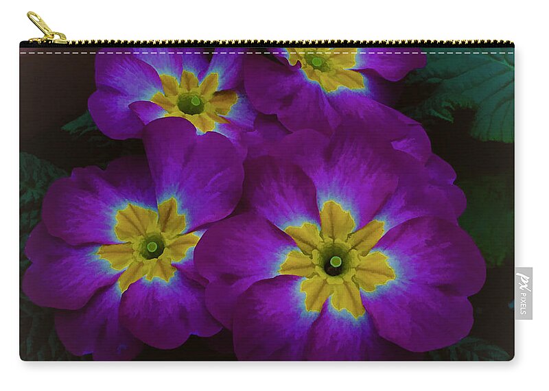 Wall Decor Zip Pouch featuring the photograph Purple Primrose by Ron Roberts