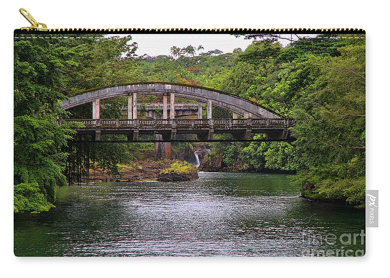 Puueo Bridge Zip Pouch featuring the photograph Puueo Bridge Hilo Hawaii by Diana Sainz by Diana Raquel Sainz