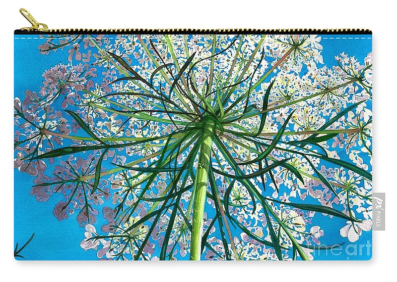 Flowers Zip Pouch featuring the painting Queen Anne's Lace Close Up by Barbara Jewell