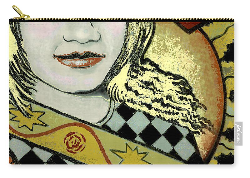 Queen Zip Pouch featuring the painting Queen of Hearts II by Carol Jacobs