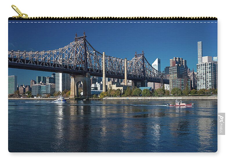 Photography Zip Pouch featuring the photograph Queens Bridge To Roosevelt Island, New by Panoramic Images