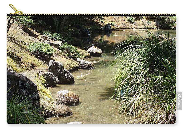 Hamilton Gardens Zip Pouch featuring the photograph Quiet Stream by Guy Pettingell
