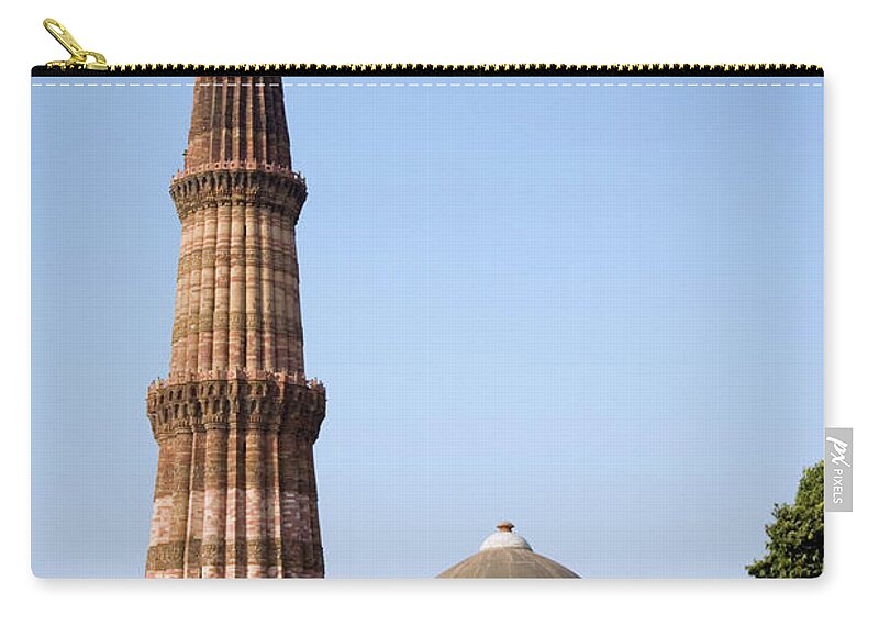 Built Structure Zip Pouch featuring the photograph Qutab Minar Afghan Victory Tower 1193 by Anders Blomqvist