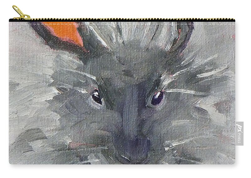 Rabbit Zip Pouch featuring the painting Rabbit Fluff by Nancy Merkle