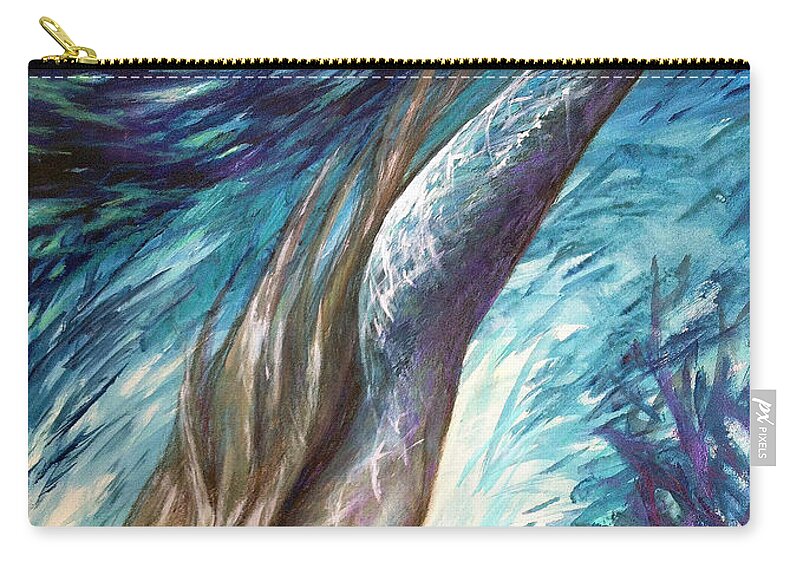 Mermaid Zip Pouch featuring the painting Racing Twilight by Lucy West