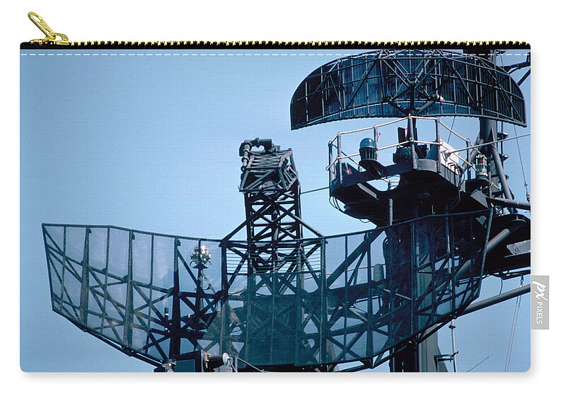 Communication Zip Pouch featuring the photograph Radar On Ship by Ray Ellis