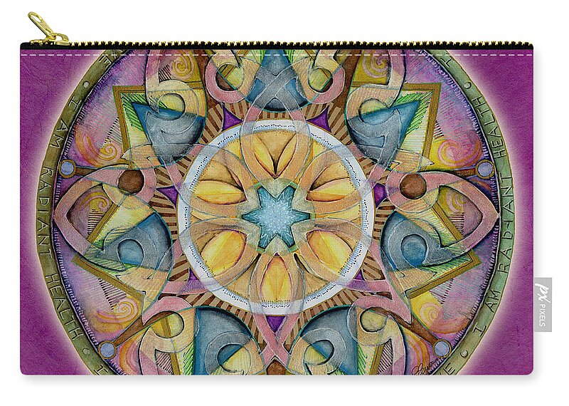 Mandala Art Zip Pouch featuring the painting Radiant Health Mandala by Jo Thomas Blaine