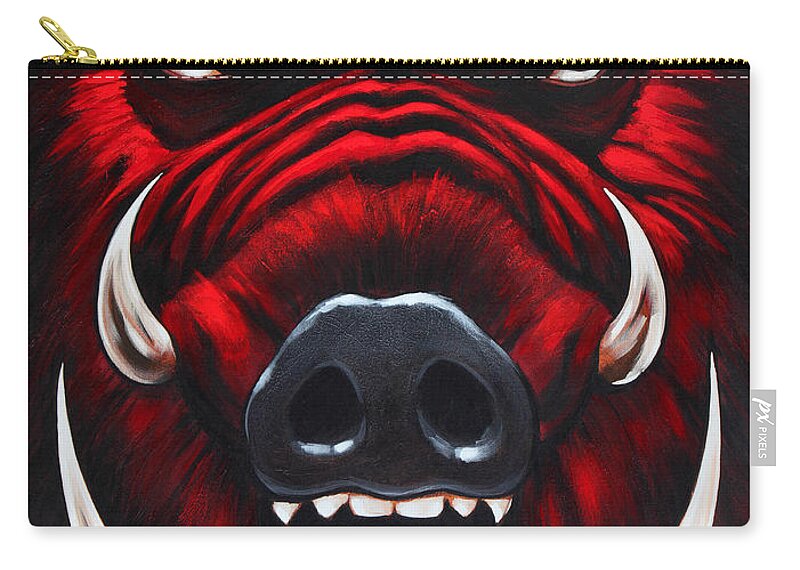 Hog Carry-all Pouch featuring the painting Raging Hog by Glenn Pollard