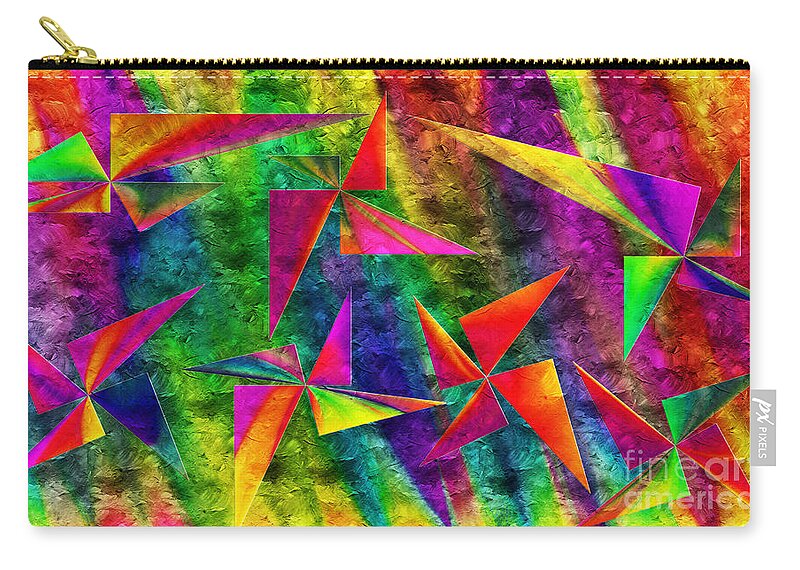 Abstract Zip Pouch featuring the digital art Rainbow Bliss - Pin Wheels - Painterly - Abstract - H by Andee Design