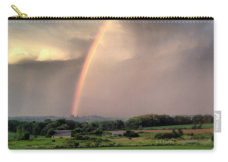 Rainbow Zip Pouch featuring the photograph Rainbow Poured Down by Angela Rath