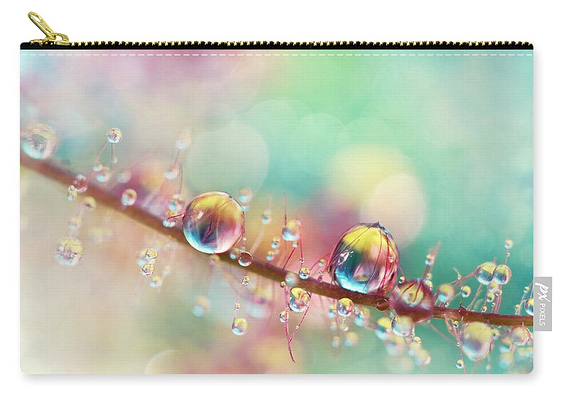 Abstract Zip Pouch featuring the photograph Rainbow Smoke Drops by Sharon Johnstone