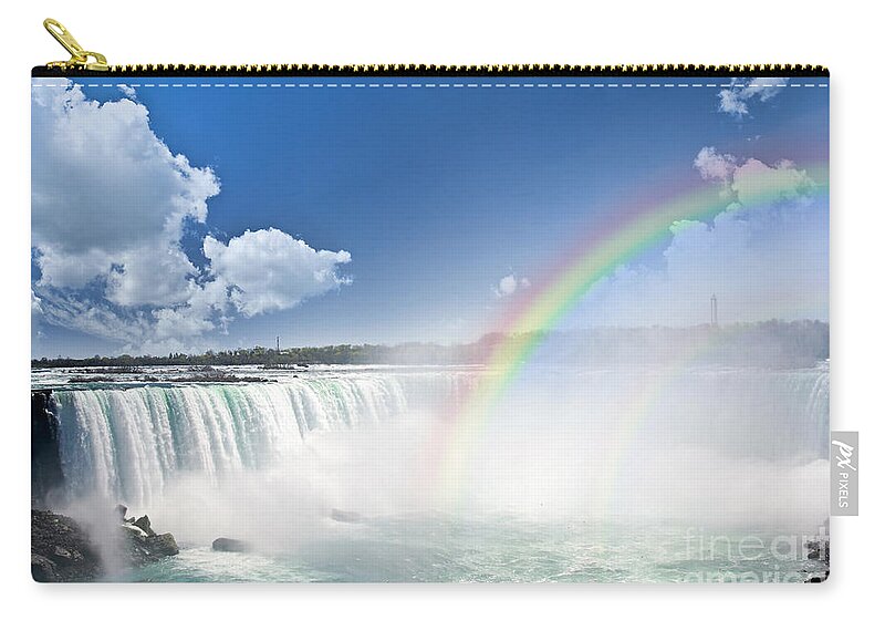 Niagara Zip Pouch featuring the photograph Rainbows at Niagara Falls by Elena Elisseeva