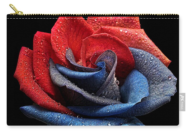 Rose Zip Pouch featuring the photograph Raindrops on Rose by Judy Vincent