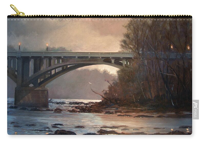 River Zip Pouch featuring the painting Rainy River by Blue Sky