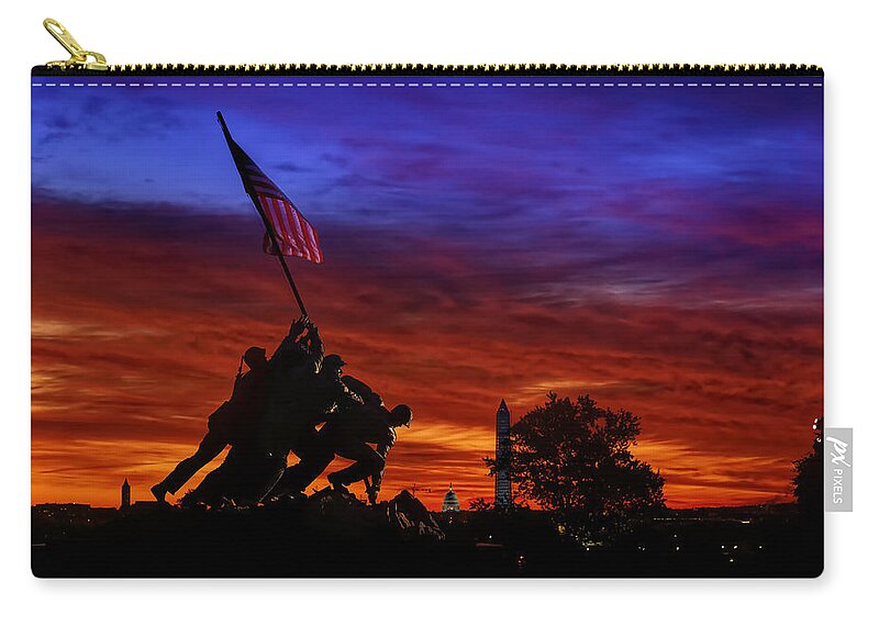 Iwo Zip Pouch featuring the photograph Raising The Flag by Metro DC Photography