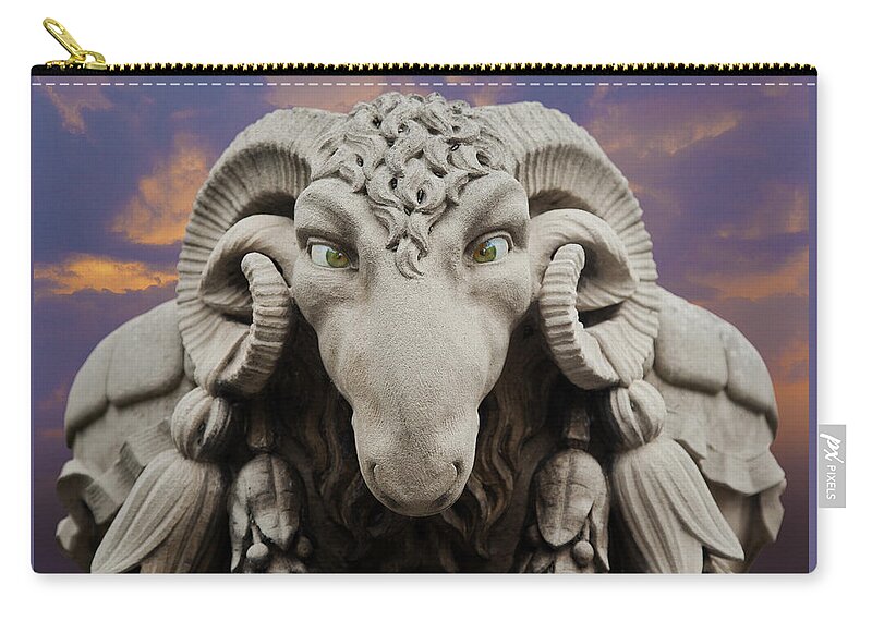 Statue Zip Pouch featuring the photograph Ram-A-Sees by David Davies
