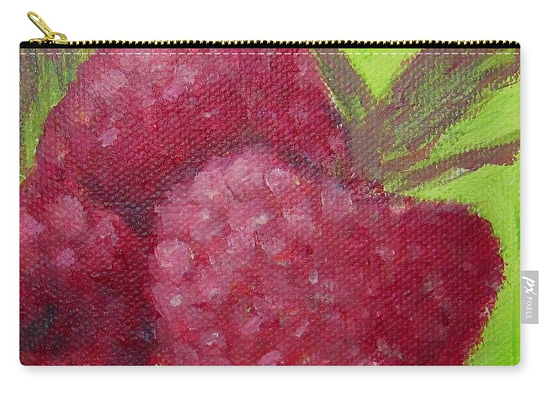 Raspberry Zip Pouch featuring the painting Raspberries by Laurie Morgan