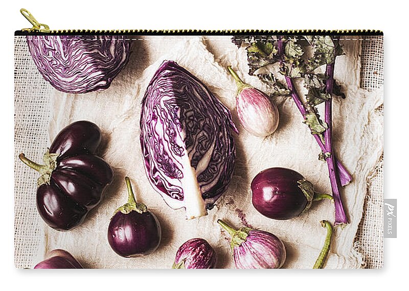 San Francisco Zip Pouch featuring the photograph Raw Purple Vegetables by One Girl In The Kitchen