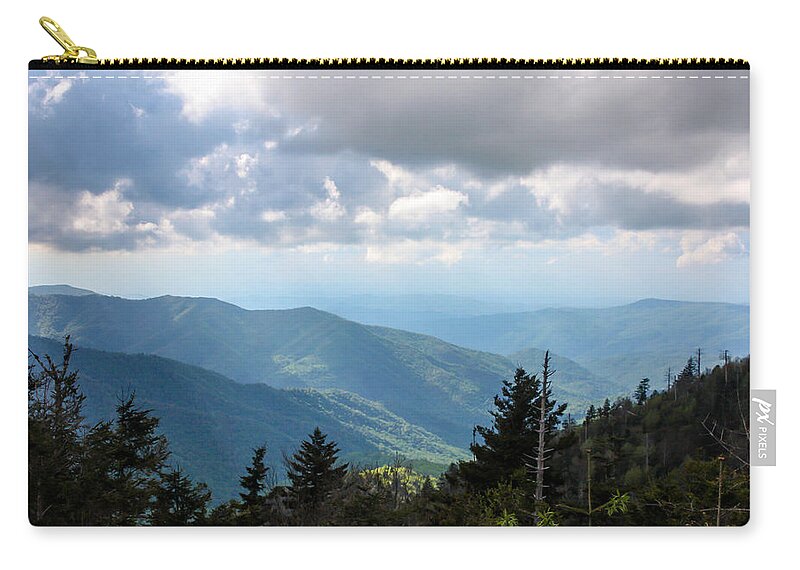Clingmans Dome View Zip Pouch featuring the photograph Rays of Light Clingmans Dome by Cynthia Woods