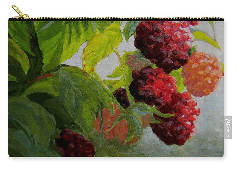 Berries Zip Pouch featuring the painting Razzleberries by Karen Ilari
