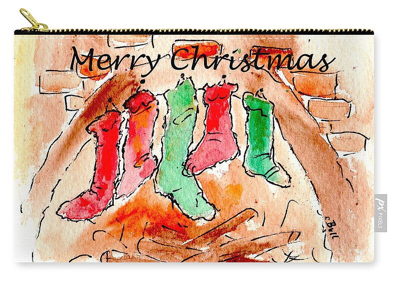Christmas Stockings Zip Pouch featuring the painting Ready for Christmas #2 by Claire Bull