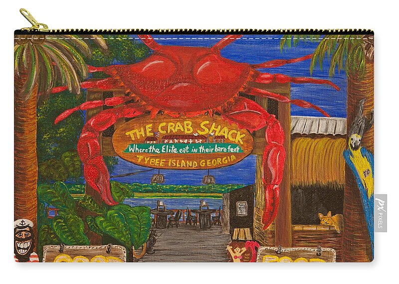 Crab Shack Zip Pouch featuring the painting Ready for the Day at The Crab Shack by Susan Cliett