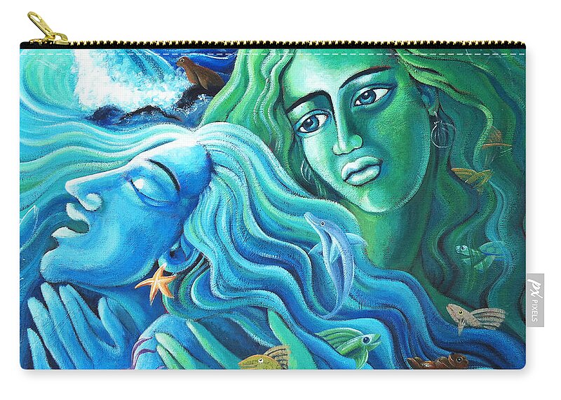 Ocean Zip Pouch featuring the painting Reclaiming the Seas by Angela Treat Lyon