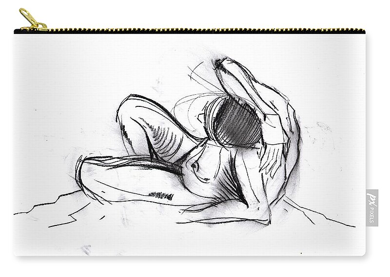 Figure Drawing Zip Pouch featuring the drawing Recline by John Gholson