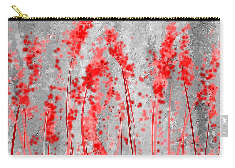 Gray And Red Art Zip Pouch featuring the painting Red and Gray Art by Lourry Legarde