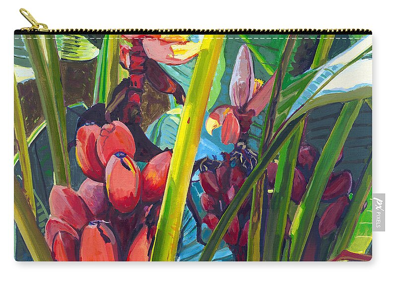 Bananas Zip Pouch featuring the painting Red and Green by David Randall