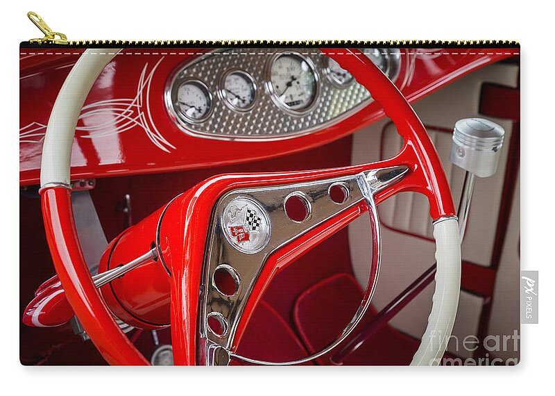 Steering Zip Pouch featuring the photograph Red and White by Dennis Hedberg