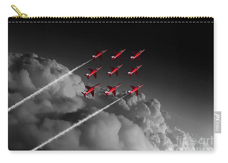 Red Zip Pouch featuring the digital art Red Arrows Diamond 9 - Pop by Airpower Art