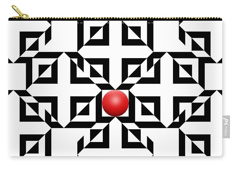 Abstract Zip Pouch featuring the digital art Red Ball 5a by Mike McGlothlen