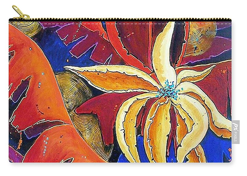 Jaxine Cummins Zip Pouch featuring the painting Red Banana Tree by JAXINE Cummins