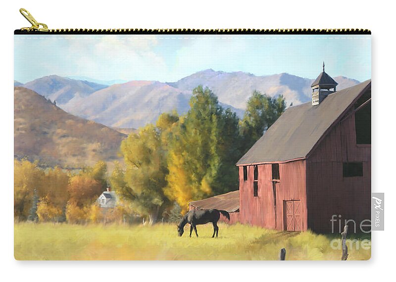 Park City Zip Pouch featuring the painting Red Barn by Robert Corsetti