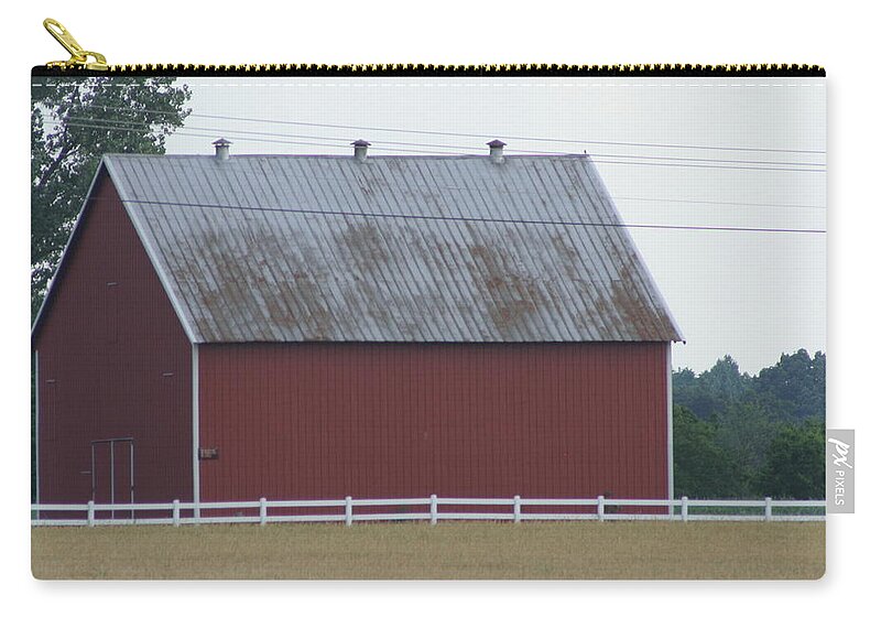 Barn Zip Pouch featuring the photograph Kentucky Red Barn by Valerie Collins