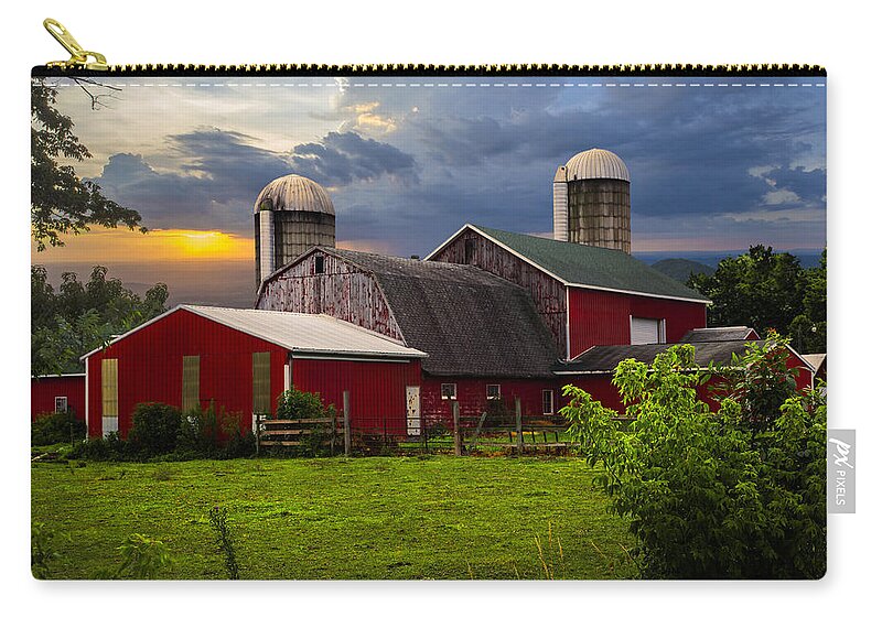 Appalachia Zip Pouch featuring the photograph Red Barns by Debra and Dave Vanderlaan