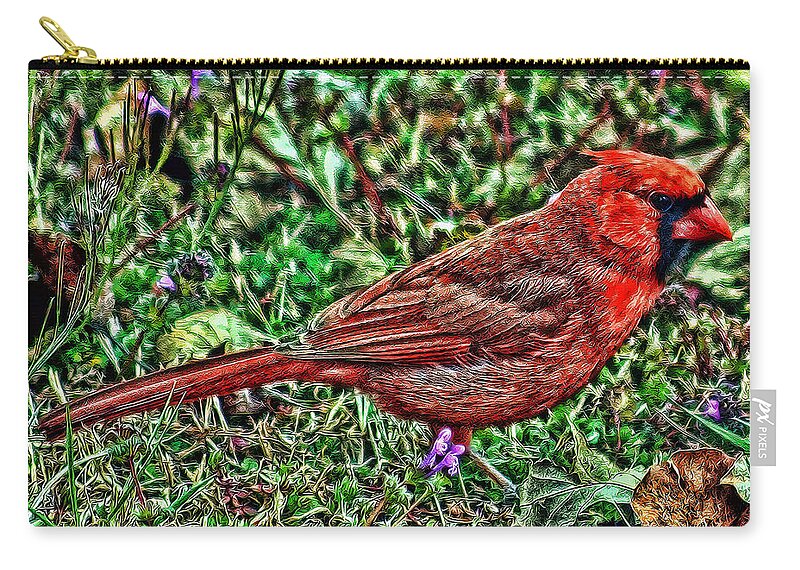 Cardinal Zip Pouch featuring the photograph Red Bird Art by Lesa Fine