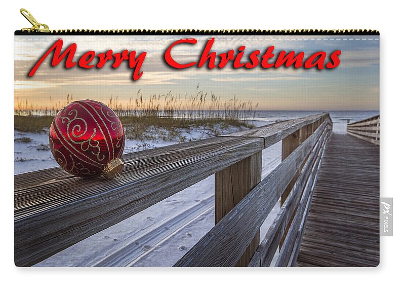 Christmas Zip Pouch featuring the digital art Red Bulb on the Rail by Michael Thomas