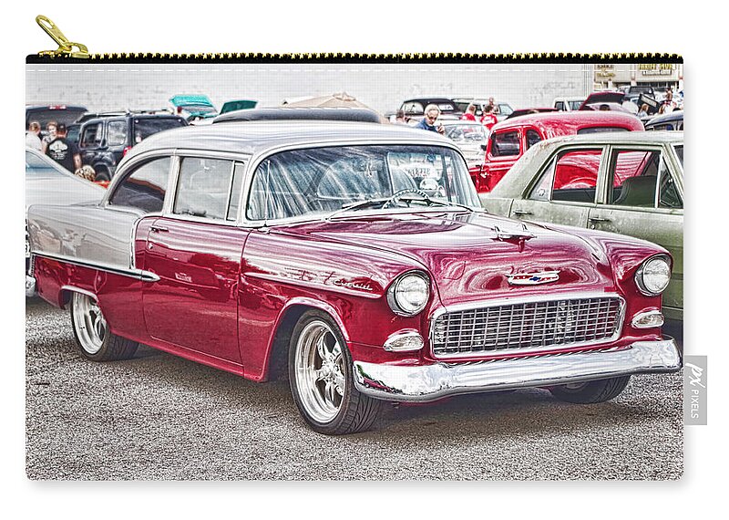 Red Zip Pouch featuring the photograph Red Chevy at the Car Show by Sharon Popek