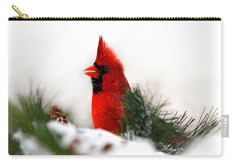 Cardinal Zip Pouch featuring the photograph Red Cardinal by Christina Rollo