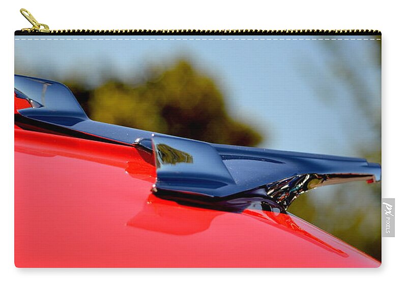 Red Zip Pouch featuring the photograph Red Chevy Hood by Dean Ferreira