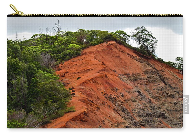 Angled Zip Pouch featuring the photograph Red Cliff at Waimea by Christi Kraft
