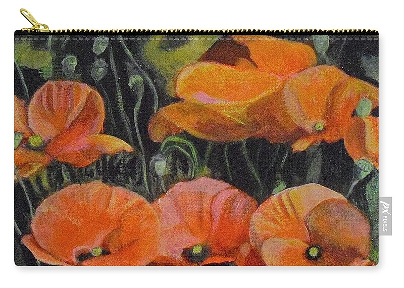 Poppies Zip Pouch featuring the painting Red Corn Poppies by Melissa Torres