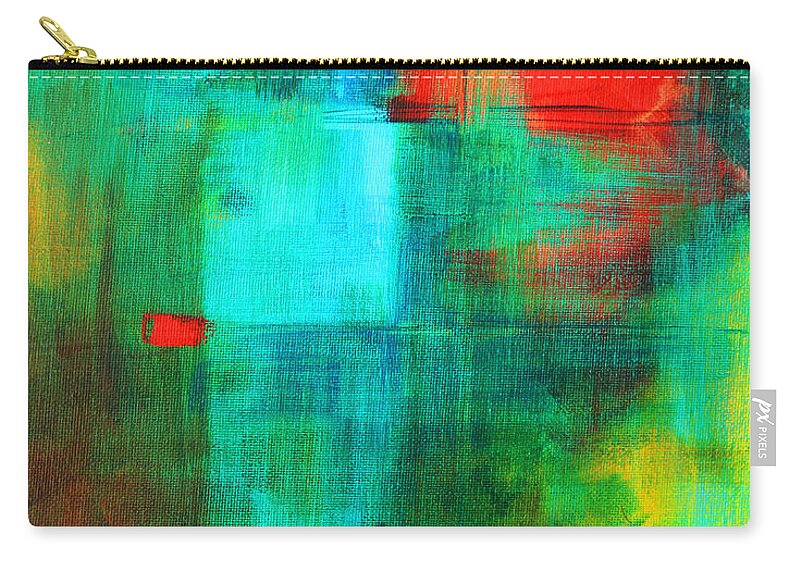 Abstract Zip Pouch featuring the painting Red Dash by Nancy Merkle