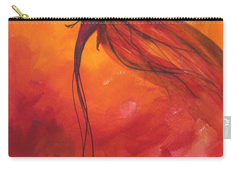 Paint Zip Pouch featuring the painting Red Dragonfly 2 by Julie Lueders 