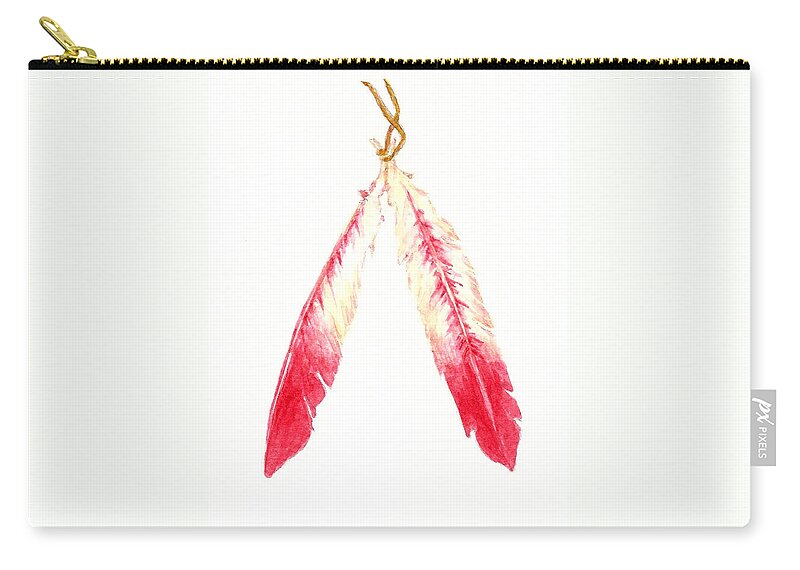 Feathers Zip Pouch featuring the painting Red Feathers by Michael Vigliotti