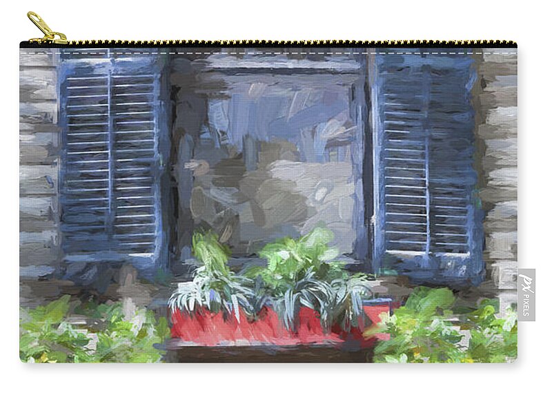 Flower Box Zip Pouch featuring the photograph Red Flower Box St Augustine Painted by Rich Franco