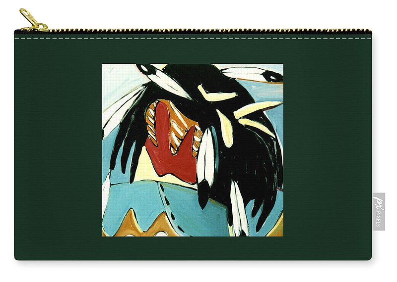 Red Zip Pouch featuring the painting Red Indian by Lance Headlee