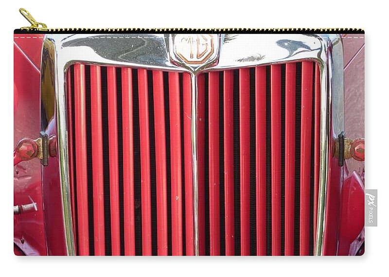 Red '50's Mg Zip Pouch featuring the photograph Red MG by Susan Duda